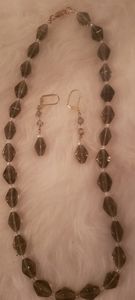 Taupe Lucite Necklace and Earring Set
